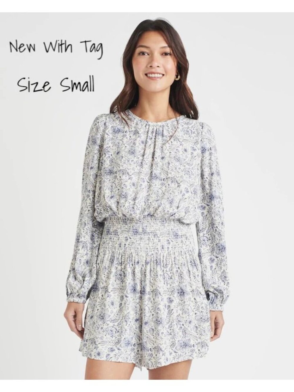 Splendid x Cella Jane Floral Printed Smock Waist Romper Small New With tag